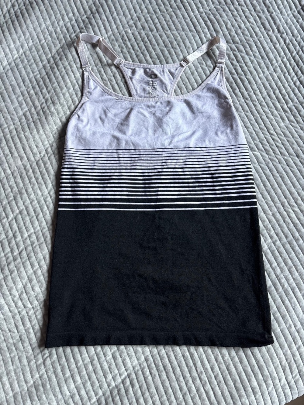 Athletic Works Womens Black White Striped Racerback Athletic Tank Top Size XL